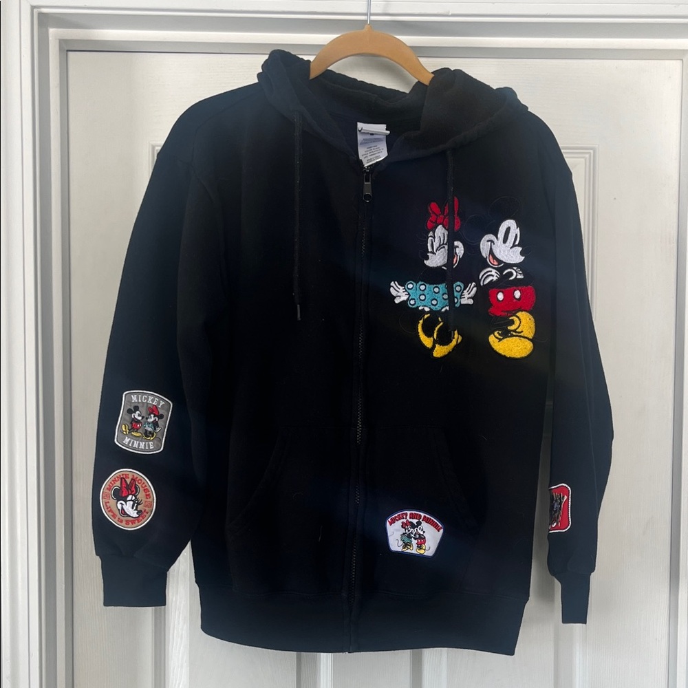 Disney Black Zip-Up Jacket with Character Patches